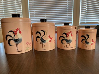 Ransburg Pink Rooster Nesting Canisters