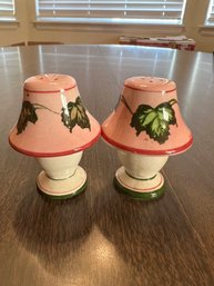 Vintage Pink Lamp Salt And Pepper Shakers