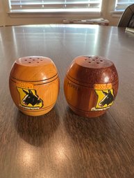 Wooden Missouri Whiskey Barrel Wooden Salt And Pepper Shakers
