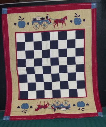 Lot 5-14 Pair Placemats/Center Of Table Checkerboard Quilted Mat Horse Buggy #3 And #4  (IR))