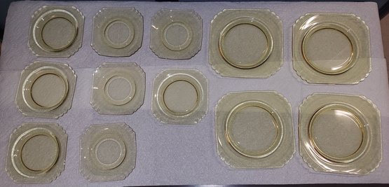 Lot 5-28 Yellow Glass Plates (Fireball Whiskey Box-IR)