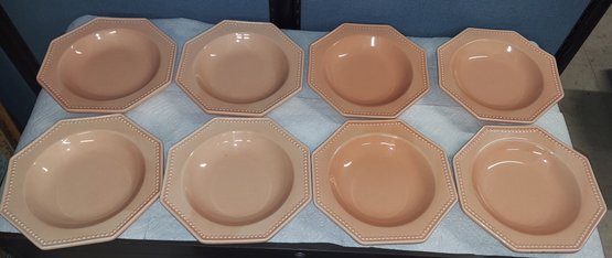 Lot 5-40 Octagon Peach Colored Plates (8 Plates) (green Shelf)