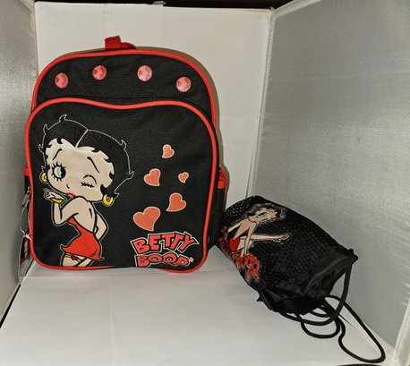 5-74 Small Black Betty Boop Backpack And Mesh Bag (Ethan Allen)