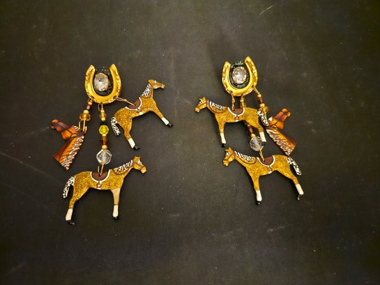 Lot 5-197 Lunch At The Ritz Horse Earrings (Top Lateral)