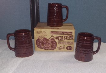 Lot 4-89 Three Vintage Old Fashioned Beer Steins (green Shelf)