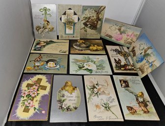 KN Lot 5-51 Fourteen Antique Easter Postcards  (top 2-drawer)