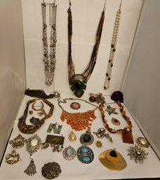 Lot 5-113 Jewelry Lot  Necklaces, Pendant Pieces, Pins, And More (toplateral)