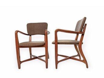 Pair, Rom Webber, Mid Century Oak Arm Chairs