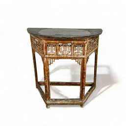 Antique Bamboo Demilune Table