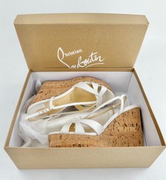Christian Louboutin White Leather Platform Sandals Size 39 With Box