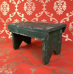 Primitive Wood Step Stool Painted Green