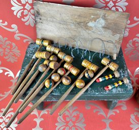 Antique Or Vintage Table Top Croquet Game Set With Original Box