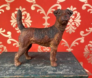 Antique Cast Iron Hubley Airedale Or Fox Terrier Figurine