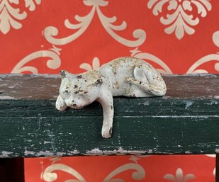 Cast Iron Hanging Shelf Cat Painted White