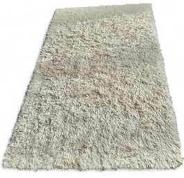 White Shag Wool Area Rug