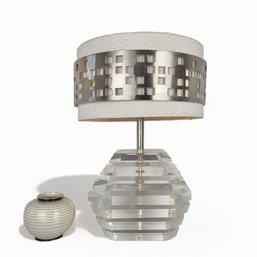 George Bullio 1970's Stacked Lucite Table Lamp