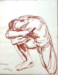 Robert Freiman Figurative Sketch, Kneeling Male Nude