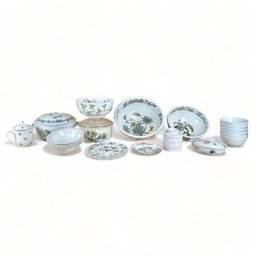 Assorted Ceramic Tableware With Botanical Motif Villeroy Boch, Wedgewood, Mintons, Williams Sonoma