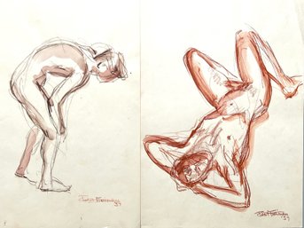 2nd Pair Of Robert Freiman Figurative Sketches On Paper