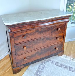 Phenomenal Louis Philippe White Marble Top Chest Of Drawers, Dresser