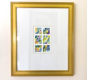 Original Watercolor, Abstract Painting In Gilt Frame