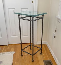 Perfect Industrial Style Wrought Iron And Glass Side Table