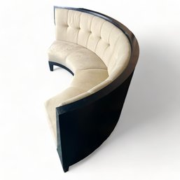 Curved Banquette Seat In Black Finish With Cream Upholstery