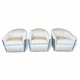 Three J. Robert Scott, Vice Versa Barrel Swivel Lounge Chairs