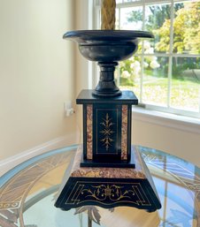 Black Marble Napoleon III, Urn And Pedestal Lamp