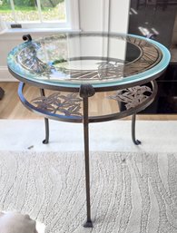 Iron And Glass, Two Tier, Round Side Table