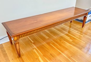 72' Long Hardwood Bench With Tapered Legs And Fluted Skirt