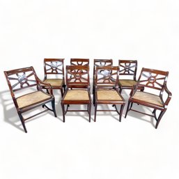 Set Of 8 Exceptional Mahogany With Cane Seat Dining Chairs (2 Arm Chairs, 6 Side Chairs)