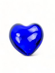 Baccarat Crystal Heart Paperweight In RARE COBALT BLUE COLOR