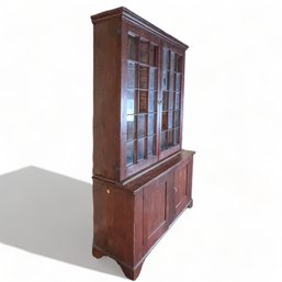 Vintage Cherry Wood Hutch, 2 Piece, No Missing Panes Of Glass