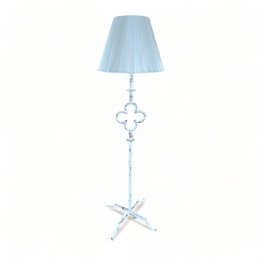 Cast Iron Clover Floor Lamp With Distressed White Paint