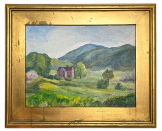 Original, Landscape Oil Painting On Board In Gilt Frame, Signed