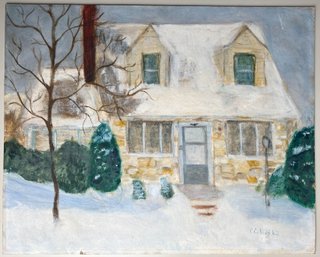 Winter Scene Oil Painting 1962