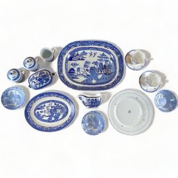 Vintage Collection Of Blue And White China , Transferware, Flow Blue, Homer Laughlin, Etc