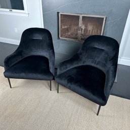 Article, Pair Of Contemporary Black Velvet Lounge Chairs
