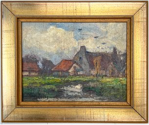 Impressionist Oil Painting On Canvas, Countryside Buildings