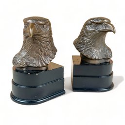 Pair Of Cast Bronze Eagle Head Bookends
