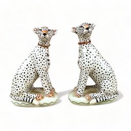 Miranda C. Smith, Pair Of Ceramic Spotted Cheetahs Or Leopards