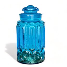 Vintage LE Smith, Moon And Stars, Cerulean Blue Glass Jar