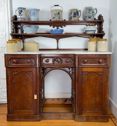 Gothic Revival C. 1850 Sideboard With Marble Top