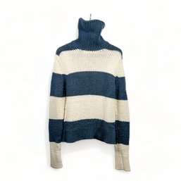 Vintage Dolce & Gabbana Blue And White Stripe Wool Blend Turtleneck Sweater