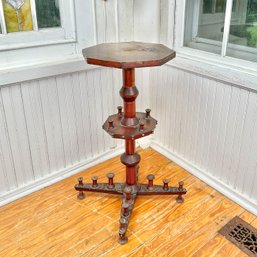 Early Folk Art, Tramp Art, Spool Side Table C 1920's - Completely Comprised Of Spools