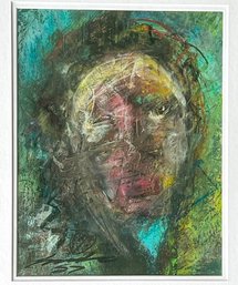 John Rando Expressionist Oil Pastel On Paper,  Male Face