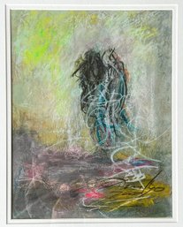 John Rando Oil Pastel On Paper, Abstracted Human Figure