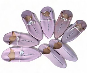 Seven Pairs Of Unisex 'Sbaa Goods' Italian Leather Shoes In Pink With Hand Embroidered Detail