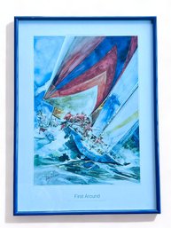 Willard Bond, 1991 Sailing Race 'First Around' Watercolor Print